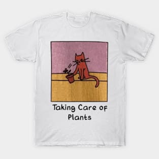 Funny Cat Taking Care Of Plants T-Shirt